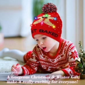 Skullies & Beanies Light Up Hat Beanie LED Ugly Xmas Party Beanie Cap Flashing Christmas Hat Knitted Cap for Women Kids - CL1...