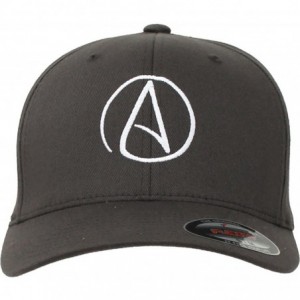 Baseball Caps Atheist Centered Symbol Flexfit Baseball Hat - Grey - C311L1RO2C5 $26.46