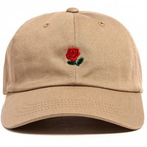 Baseball Caps Unisex Men Women Rose Embroidered Baseball Caps Golf Snapback Hip-hop Hat Adjustable - Khaki - C4184QZCQ7I $10.45