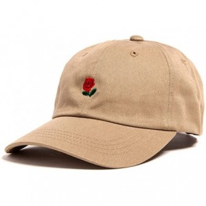 Baseball Caps Unisex Men Women Rose Embroidered Baseball Caps Golf Snapback Hip-hop Hat Adjustable - Khaki - C4184QZCQ7I $10.45