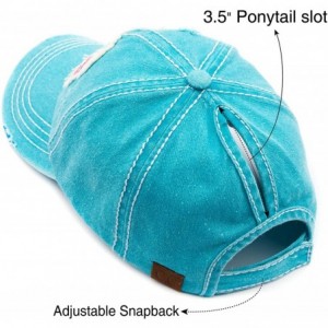 Baseball Caps Exclusives Hatsandscarf Washed Distressed Cotton Denim Ponytail Hat Adjustable Baseball Cap (BT-761) - CD18RGTS...