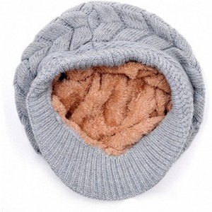 Berets Women Beanie Hat Braid Knitting Brim Crochet Skull Cap with Visor Cabbie Cap - Z-grey - CT188ET9I3O $8.65