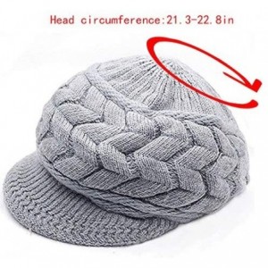 Berets Women Beanie Hat Braid Knitting Brim Crochet Skull Cap with Visor Cabbie Cap - Z-grey - CT188ET9I3O $8.65
