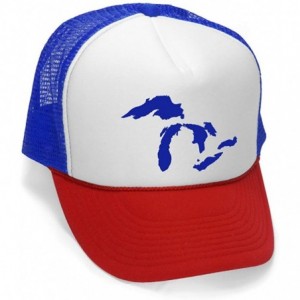 Baseball Caps Great Lakes - Funny Joke Party Gag Mesh Trucker Cap Hat- RWB - CB11K7JM46T $20.97