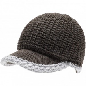 Skullies & Beanies Women's Knitted Newsboy Hat Double Layer Visor Beanie Cap with Soft Warm Fleece Lining - CA194YIHUTR $32.34
