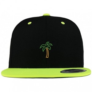 Baseball Caps Palm Tree Embroidered Premium 2-Tone Flat Bill Snapback Cap - Black Green - CM185YMQ3L7 $39.14