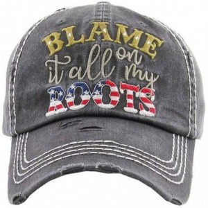 Baseball Caps Women's Blame It All On My Roots Vintage Baseball Hat Cap - Black - CW18Z4YRCMM $24.12