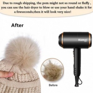Skullies & Beanies Womens Winter Knit Slouchy Beanie Hat Warm Skull Ski Cap Faux Fur Pom Pom Hats for Women - Beige - CG18Z2K...