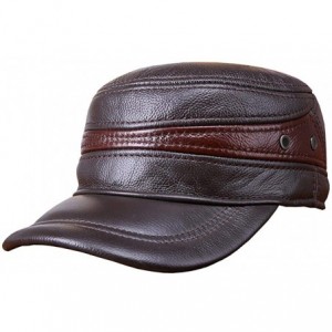 Baseball Caps Men Cowhide hat Winter Warm Outdoor Protect Ear Real Leather Adjustable Baseball Cap - Np635-coffee - CP18L2C7U...