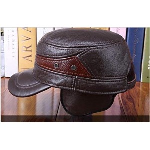 Baseball Caps Men Cowhide hat Winter Warm Outdoor Protect Ear Real Leather Adjustable Baseball Cap - Np635-coffee - CP18L2C7U...