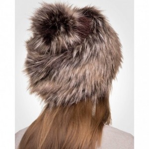 Skullies & Beanies Faux Fur Russian Hat for Women - Warm & Fun Fur Cuff Hat with Pom Pom - Hazel Wolf - CL12LUKMS2N $25.23