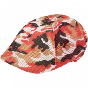 Newsboy Caps Men's 6 Panel Linen Duckbill Ivy Hat - Camo Red - CC196WOGTN2 $27.51