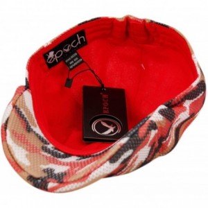 Newsboy Caps Men's 6 Panel Linen Duckbill Ivy Hat - Camo Red - CC196WOGTN2 $15.62