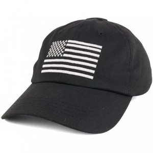 Baseball Caps Low Profile Soft Crown Tactical Operator Cap with American Embroidered Flag - Black - CH17YI7LND0 $15.69