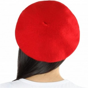 Berets French Beret- Lightweight Casual Classic Solid Color Wool Beret - Red - CB12JKNSWWR $12.86