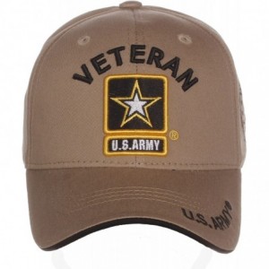 Baseball Caps US Army Official License Structured Front Side Back and Visor Embroidered Hat Cap - Veteran Camel - CU12GF9CEZP...