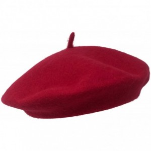 Berets Classic Stretchable Wool French Beret - Red - CS18UX9ODY9 $7.62