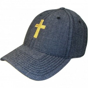 Baseball Caps Christian Cross Black Denim Adjustable Baseball Cap (One Size- Black/Gold) - C012D7NJ8HT $17.01