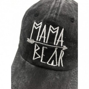 Baseball Caps Mama Bear Ponytail Hat Vintage Washed Distressed Baseball Dad Cap for Women - Black - CC18X7UTY85 $14.19