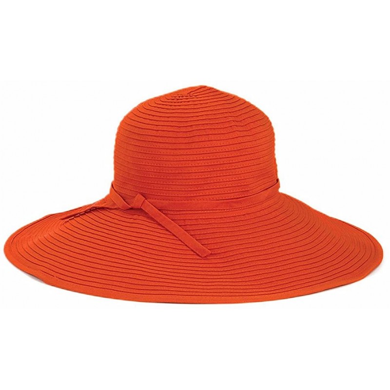 Sun Hats Women's Ribbon Braid Large Brim Hat - Once Size - Rust - CL118HQKG87 $28.63