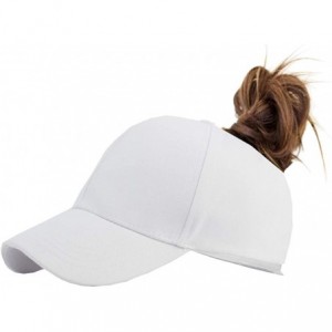 Baseball Caps Women Cotton Ponytail Baseball Cap Messy Bun Cap(Without Hair) - White - CE18QZ3MMSN $17.58