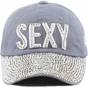 Baseball Caps Premium Quality Bling Bling Shiny `Sexy` Cotton Baseball Cap - Grey - CH12KC4VRUH $28.40