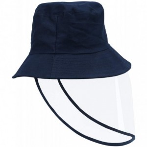 Bucket Hats Womens UPF50+ Linen/Cotton Summer Sunhat Bucket Packable Hats w/Chin Cord - Blue - CF1987YZYS2 $28.18