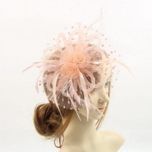 Headbands Feather Fascinators Headband and Clip for Women Tea Party Bridal Cocktai - Champagne - CA1868DHRTH $12.17