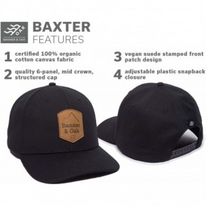 Baseball Caps Baxter Sustainable Fabric Vegan Suede Patch Hat - Adjustable Baseball Cap w/Plastic Snapback Closure Black - CV...