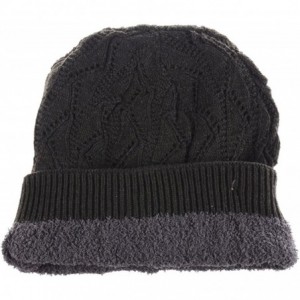 Skullies & Beanies Womens Winter Knit Beanie Hat Plush Fleece Lined - Charcoal Button - CQ18XQGRMNO $21.06