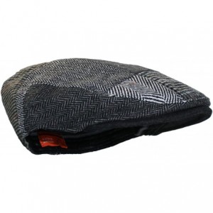 Newsboy Caps Tweed Patchwork Newsboy Driving Cap with Quilted Lining - Gray Patchwork Sm/Med - CR125J23CSH $32.31
