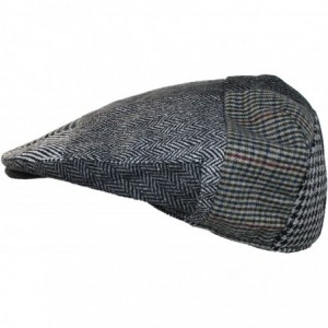 Newsboy Caps Tweed Patchwork Newsboy Driving Cap with Quilted Lining - Gray Patchwork Sm/Med - CR125J23CSH $17.31