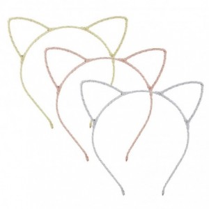 Headbands Gold Brown Silver Tone Wire Cat Ears Fancy Fashion Heaband (3pc) - CU18IN0IZ65 $21.94