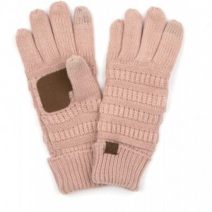 Skullies & Beanies Sherpa Lining Winter Warm Knit Touchscreen Texting Gloves - 2 Tone Beige 25 - CU18Y8AIHE7 $33.40