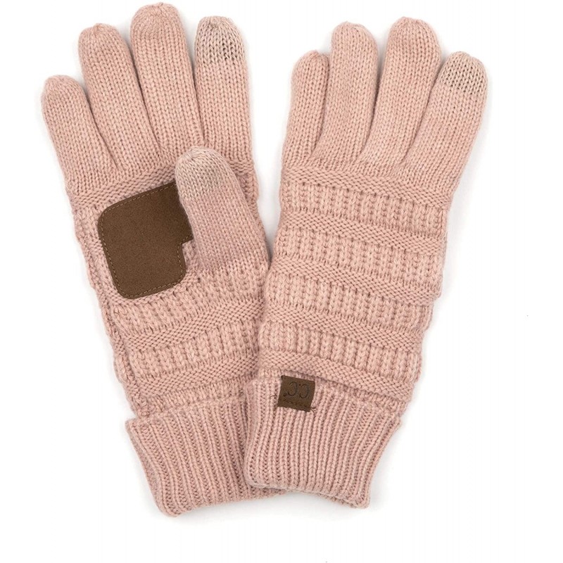 Skullies & Beanies Sherpa Lining Winter Warm Knit Touchscreen Texting Gloves - 2 Tone Beige 25 - CU18Y8AIHE7 $19.80