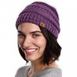 Skullies & Beanies Womens Cable Knit Beanie - Warm & Soft Stretch Winter Hats for Cold Weather - Purple - CW184AKIQR3 $8.40