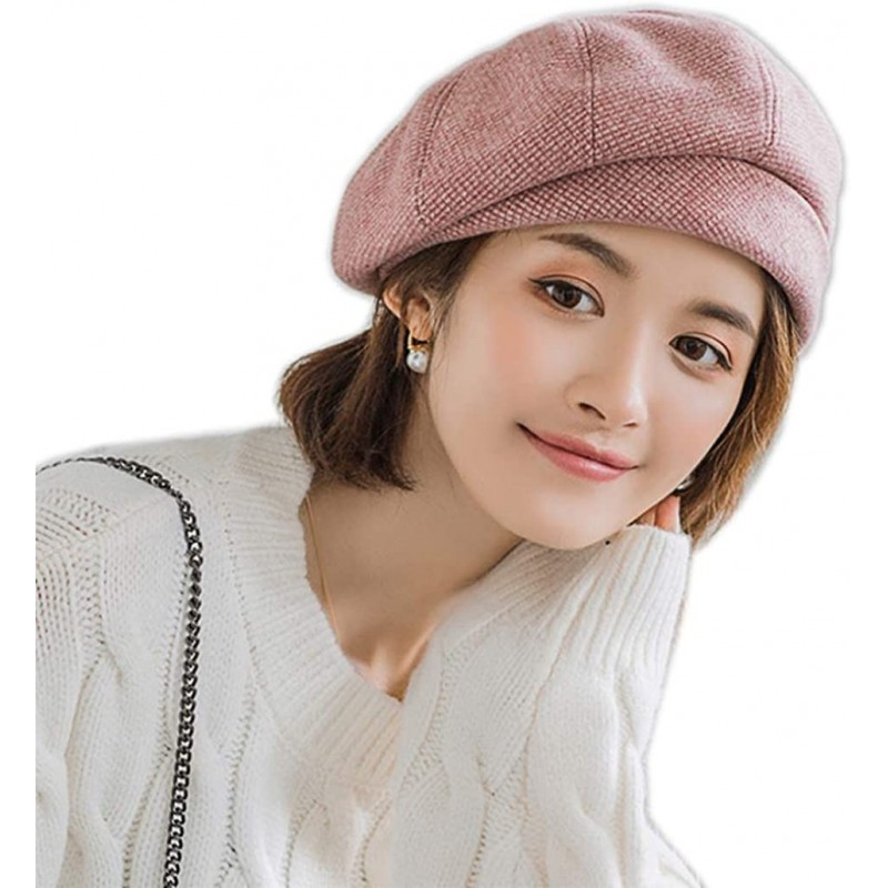 Fedoras Womens Elegant Double Flower 100% Wool Pillbox Hat Fascinator Hat Beanie Hat - J-pink - CC18ZYT76E9 $13.51