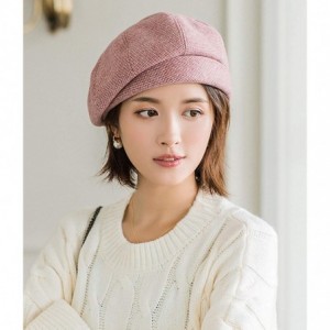 Fedoras Womens Elegant Double Flower 100% Wool Pillbox Hat Fascinator Hat Beanie Hat - J-pink - CC18ZYT76E9 $13.51