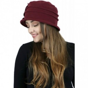 Skullies & Beanies Women's Hat Fleece Cloche Cancer Headwear Chemo Ladies Winter Head Coverings Bow - Burgundy - CN18XX9UYWR ...