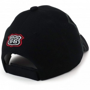 Baseball Caps Route 66 Classic Car Embroidered Structured Baseball Cap - Black - CQ18637ARGT $15.23