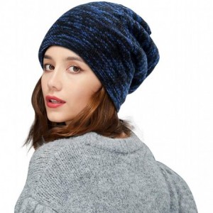 Skullies & Beanies Men Women Slouchy Thick Beanie Warm Knitted Hat Ladies Winter Loose Knit Ski Cap - Blue - CQ18K5O304X $22.95