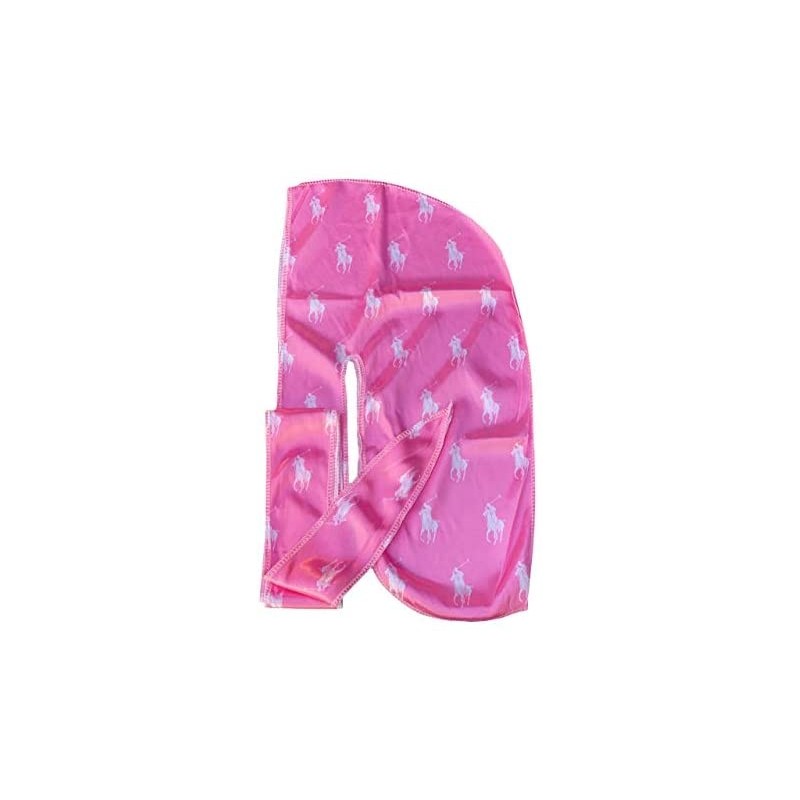 Skullies & Beanies Silky Designer Durag - (Multiple Designs) - 360 Waves - Pink/White Polo - C919203YCKQ $19.25