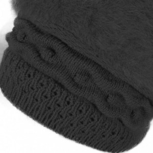 Berets Furry French Beret for Women Warm Fleece Lined Knit Paris Mime Hat Winter Slouch Beanie - Black - CR18Q6AXEX7 $16.22
