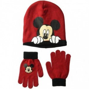 Skullies & Beanies Disney Classics Mickey Mouse Winter Beanie & Glove Set - Red - CR18K3H3TOM $18.77