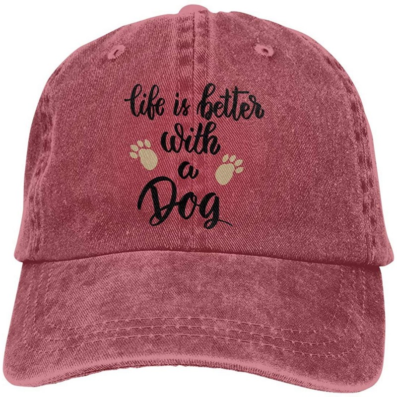 Baseball Caps Life is Better with A Dog Vintage Baseball Cap - Adjustable Fashion Hip Hop Jeans Hat for Men Women - CU18WW5OU...