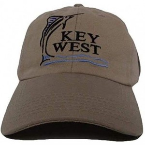 Skullies & Beanies Khaki Beige Key West Conch Republic Blue Marlin Washed Style Hat Cap - C41868A7R4H $19.11