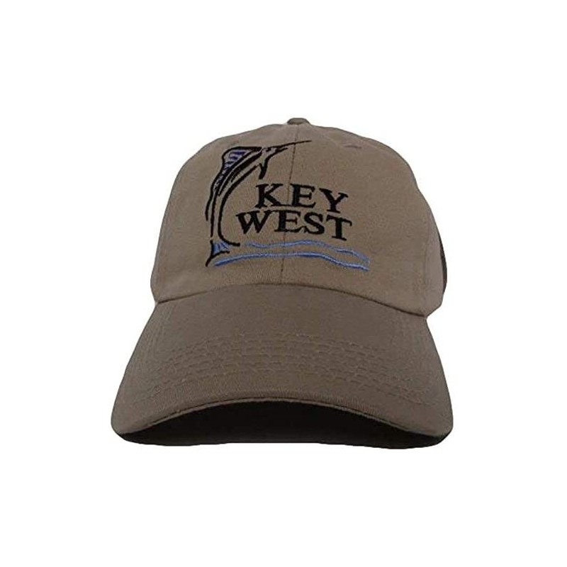 Skullies & Beanies Khaki Beige Key West Conch Republic Blue Marlin Washed Style Hat Cap - C41868A7R4H $8.12