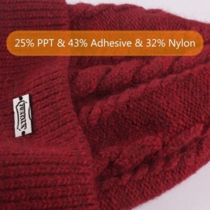 Skullies & Beanies Beanie Hats for Women Slouchy Style Winter Hat with Faux Fur Pom Pom Hats - New-wine Red - CH189OUIUNT $13.12