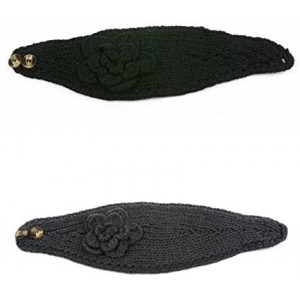 Headbands Women's Headband Neck/Ear Warmer Hand Made Black 812HB - 2 Pcs Black & Grey - CS122N41TZ7 $40.69
