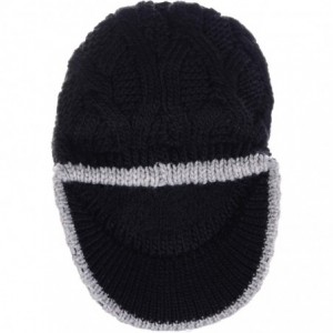 Winter Fashion Knit Cap Hat for Women- Peaked Visor Beanie- Warm Fleece ...